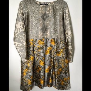 Khaadi grey and golden dress.